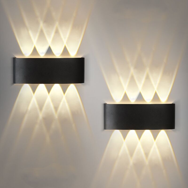 foto del prodotto applique murale led lot de 2 gbly appliques murales d ext rieur noires lampe d ext rieur 7 w ip65 3000 k blanc chaud lumi re ext rieure