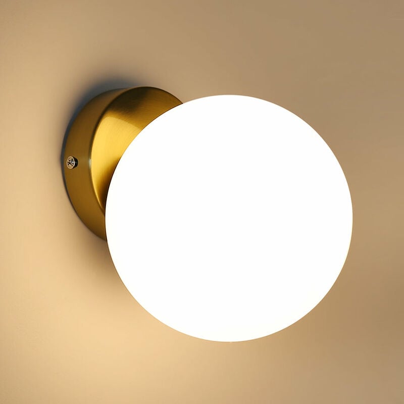 foto del prodotto applique murale moderna, plafoniera a sfera di vetro, lampada da parete interna per studio, corridoio, spogliatoio e27 goeco