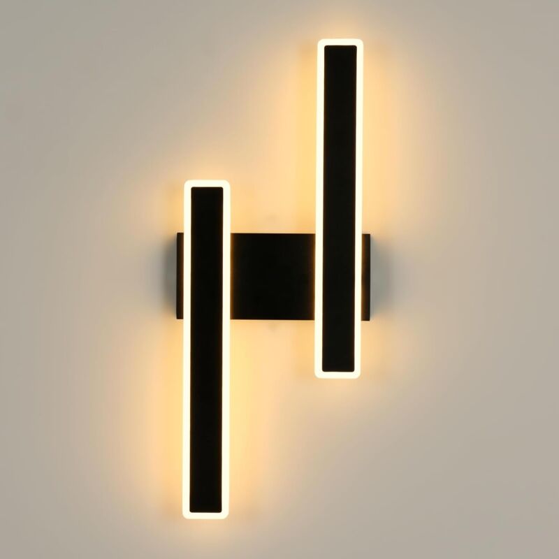 foto del prodotto applique murali led moderno forma della linea lampada da parete bianco caldo 3000k per camere da letto, soggiorni, corridoi e disimpegni nero goeco