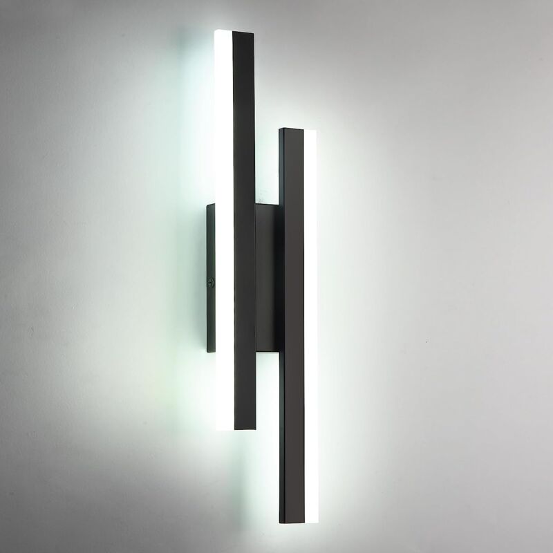 foto del prodotto applique murali led moderno forma della linea lampada da parete bianco freddo 6000k per camere da letto, soggiorni, corridoi e disimpegni nero goeco