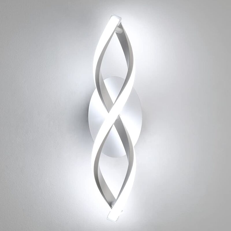 foto del prodotto applique murali led moderno spirale lampada da parete bianco freddo 6000k per camere da letto, soggiorni, corridoi e disimpegni bianco goeco