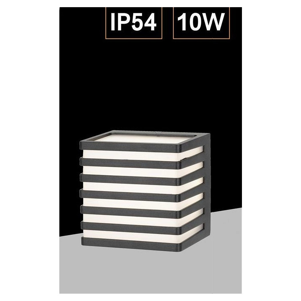 foto del prodotto applique muro esterno led 10w lampada decorativa a strisce cubo nero ip54 b110 n bianco freddo trade shop traesio