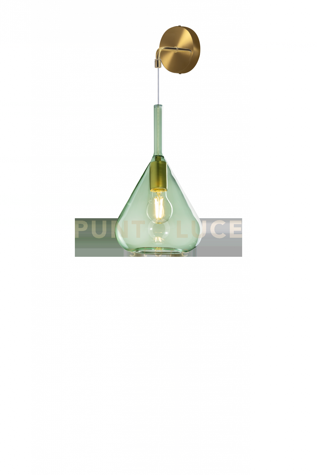 foto del prodotto applique ottone sat. 1 luce vetro verde 1177os a ve