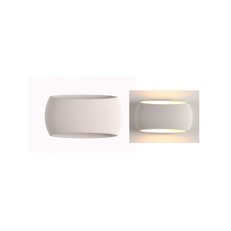 foto del prodotto applique ovale in gesso vericiabile con doppia emissione luminosa 50w portalampada r7s