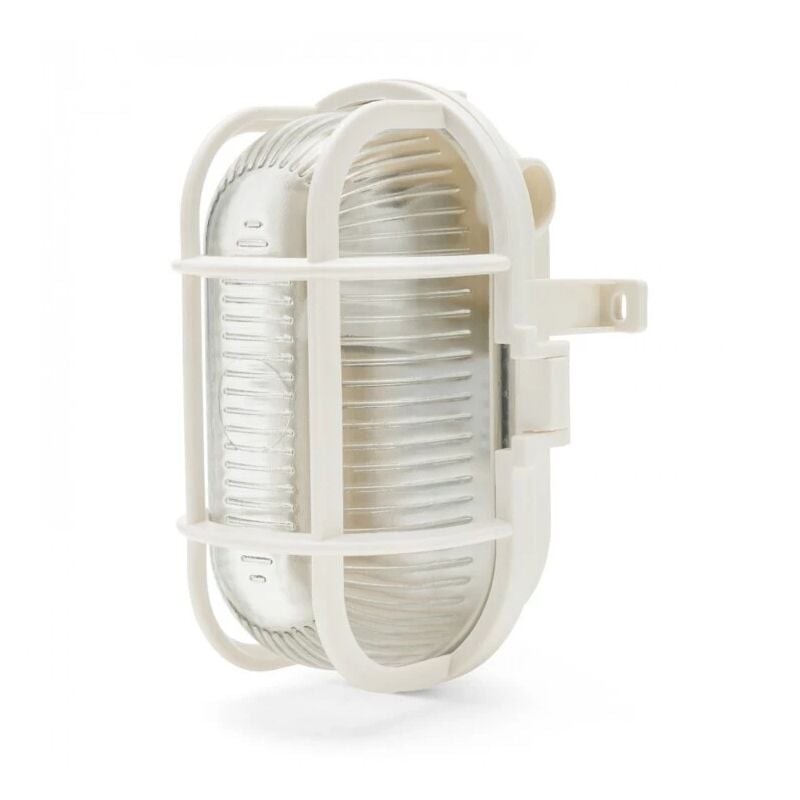foto del prodotto applique ovale in plastica bianca e vetro e27, 60w