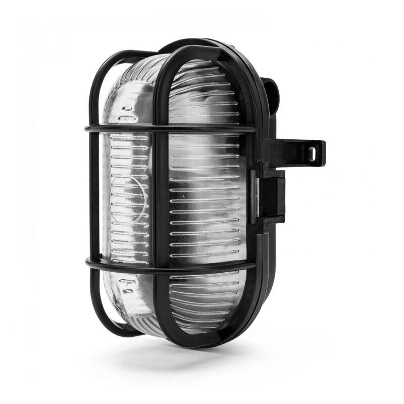 immagine 0 del prodotto applique ovale in plastica nera e vetro e27, 60w