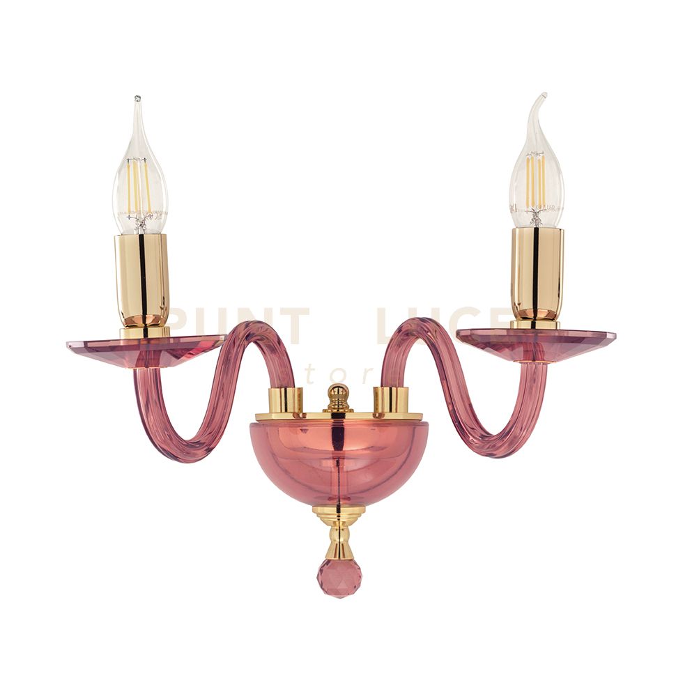 foto del prodotto applique paganini borgogna oro 2 luciattacco e14 h.32cm