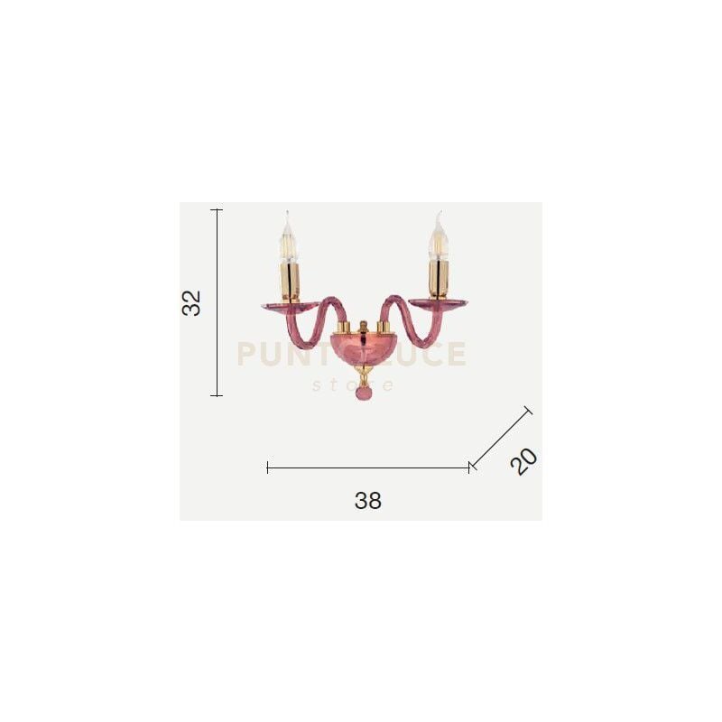 foto del prodotto applique paganini cristallo oro 2 luci attacco e14 h.32cm