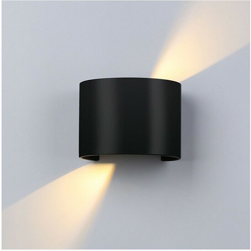 foto del prodotto applique parete 10w ip55 curvo nero luce led regolabile 6500k 3000k up down calda 3000k