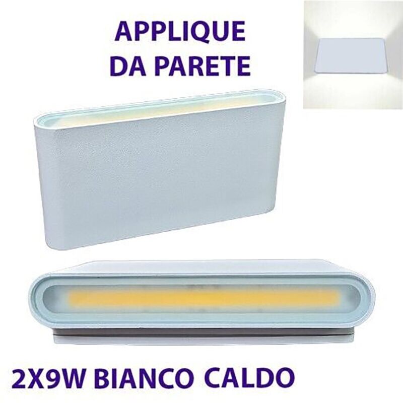 foto del prodotto applique parete doppio fascio led cob 9w faretto esterno bianco caldo 3000k
