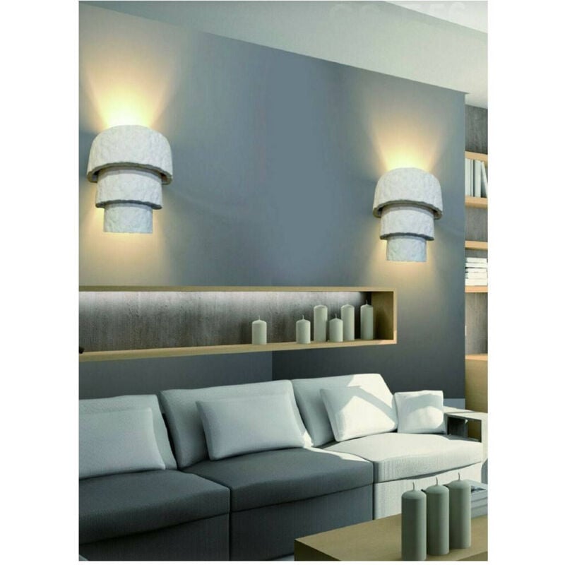foto del prodotto applique parete in gesso effetto pietra verniciabile moderno attacco e14 gs e56 trade shop traesio