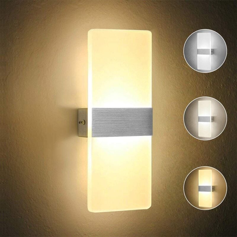 foto del prodotto applique parete led 10w rettangolare satinato lampada a muro moderno doppia luce regolabile in luce calda, naturale e fredda