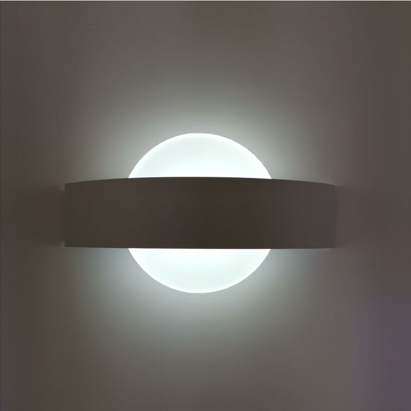foto del prodotto applique parete led 8w cerchio bianco lampada muro moderno interno camera salotto calda 3000k