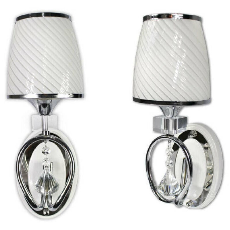 foto del prodotto applique parete lumetto muro attacco e27 oro argento abat jour lume in vetro e18 argento trade shop traesio