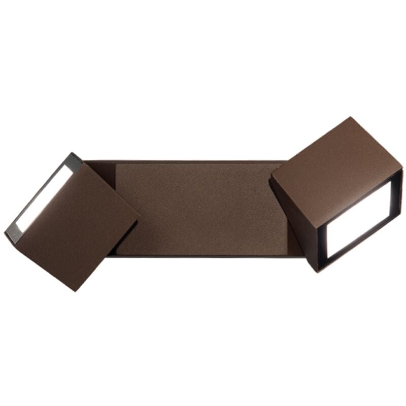 foto del prodotto applique per esterni a 2 luci led in alluminio marrone e diffusore in vetro steve 28x11 cm