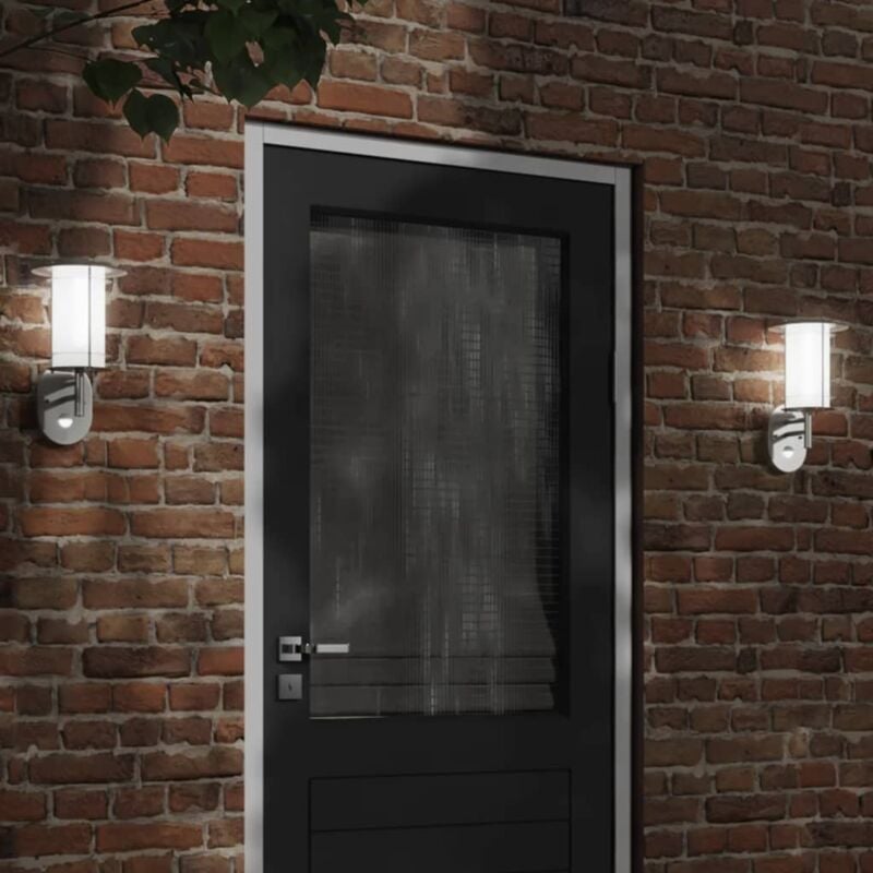 foto del prodotto applique per esterno con sensore 2 pz argento in acciaio inox vidaxl