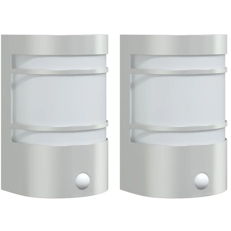 foto del prodotto applique per esterno con sensore 2 pz argento in acciaio inox vidaxl