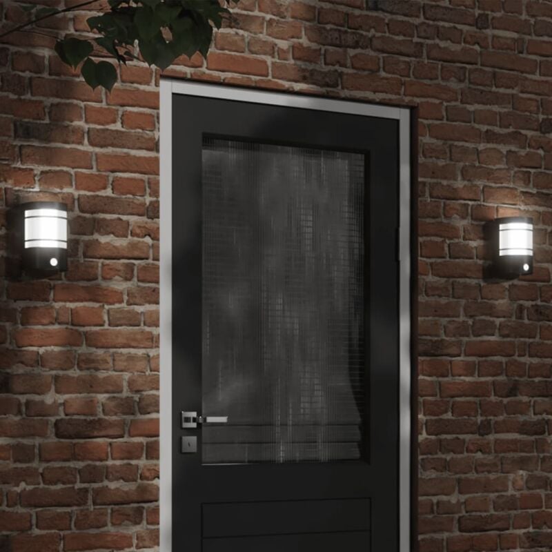 foto del prodotto applique per esterno con sensore 2 pz nere in acciaio inox vidaxl