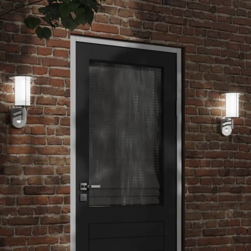 foto del prodotto applique per esterno con sensore argento in acciaio inox vidaxl