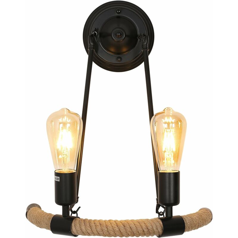 foto del prodotto applique per interni retro lampada da parete base e27 per camere da letto, soggiorni, corridoi e disimpegni nero goeco
