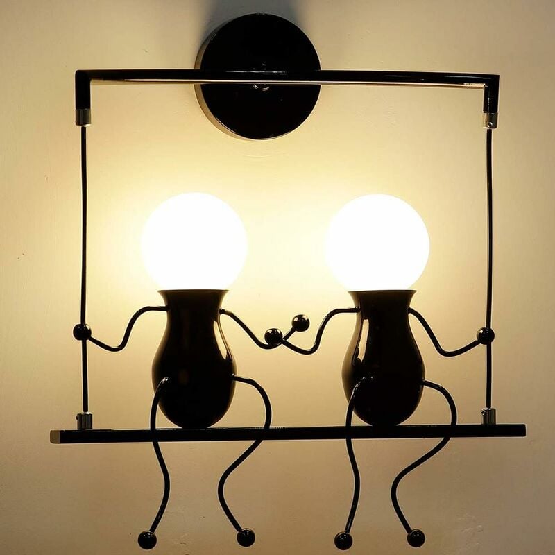 foto del prodotto applique per interno, 2 luci moderna lampada da parete in design di umanoide oscillazione, applique candelabro in metallo per corridoio cucina
