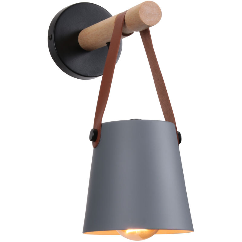 foto del prodotto applique per interno, moderna lampada da parete in pelle, creativo illuminazione con paralume e27 per camera da letto cucina corridoio caff bar
