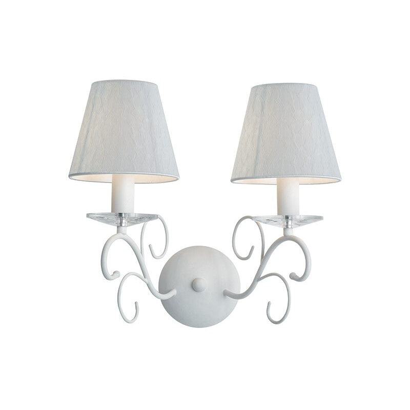 foto del prodotto applique perla in metallo bianco e cristallo con due punti luce 