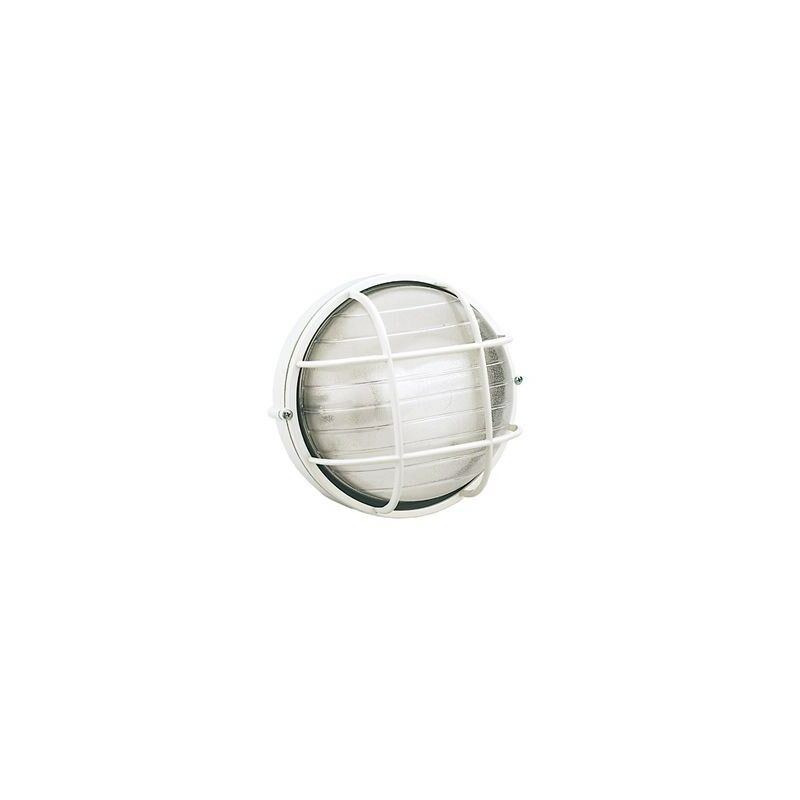 foto del prodotto applique piccola gabbia industriale tonda alluminio e vetro bianco 1 luce e27