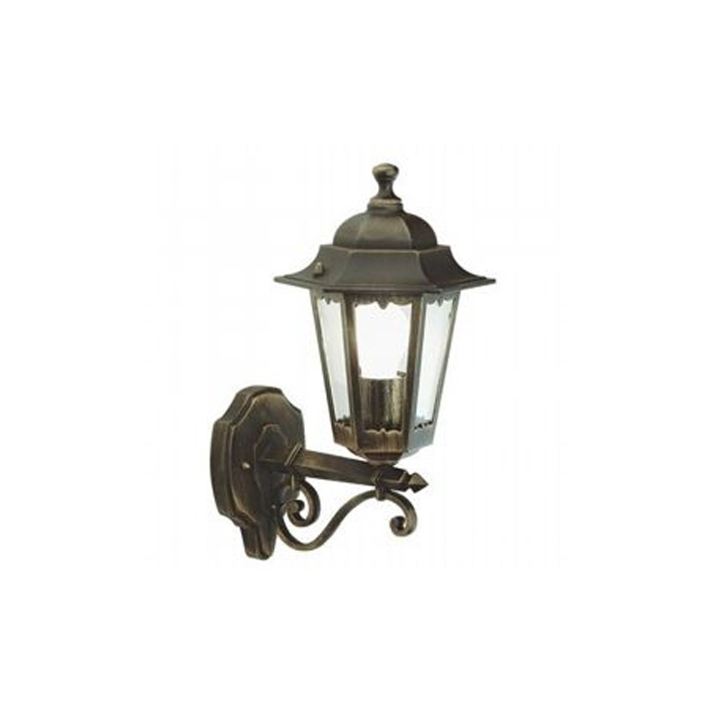 foto del prodotto applique piccola in alto contemp merlet alluminio e vetro nero e oro 1 luce e27