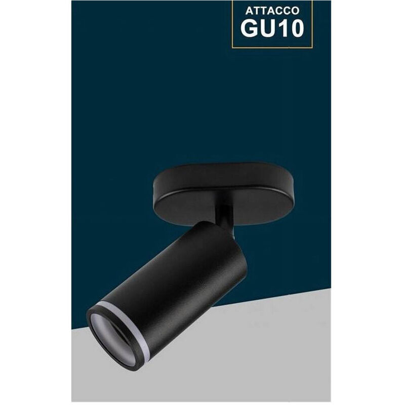 foto del prodotto applique plafoniera orientabile da soffitto parete 1 diffusore lampada gu10 ts-1 - nero - trade shop traesio