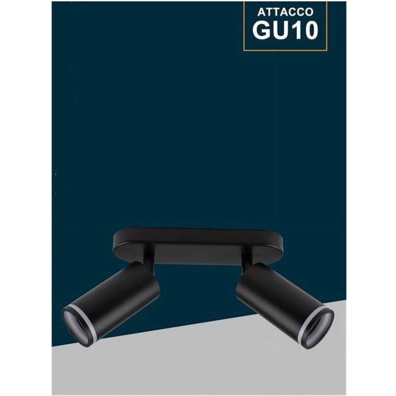 foto del prodotto applique plafoniera orientabile da soffitto parete 2 diffusori lampada gu10 ts 2 nero trade shop traesio