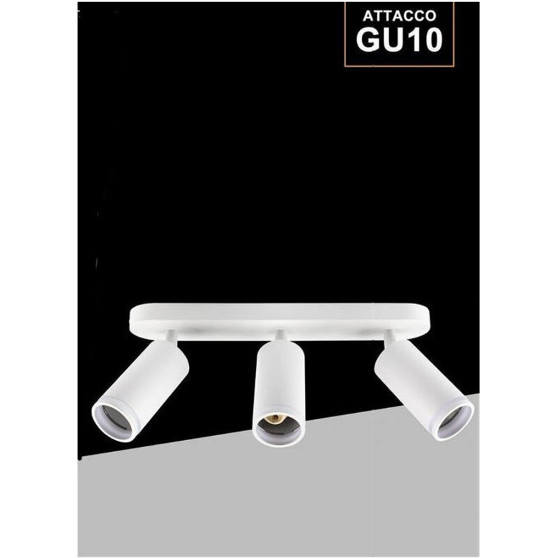 foto del prodotto applique plafoniera orientabile da soffitto parete 3 diffusori lampada gu10 ts 3 bianco trade shop traesio