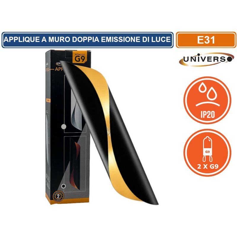 foto del prodotto applique portalampada moderno a spirale con doppia emissione luminosa attacco g9 da interno ip20 - universo