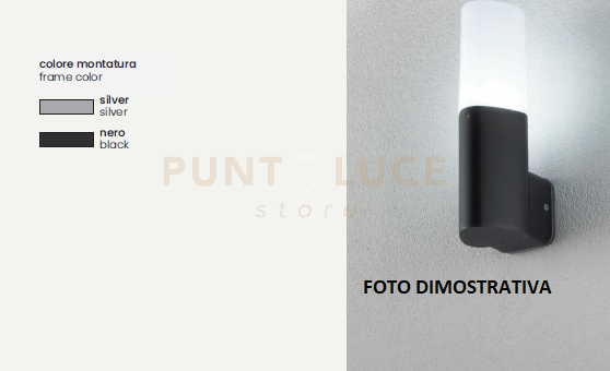 foto del prodotto applique pou silver 1 luce attacco e27 ip44 h.25cm