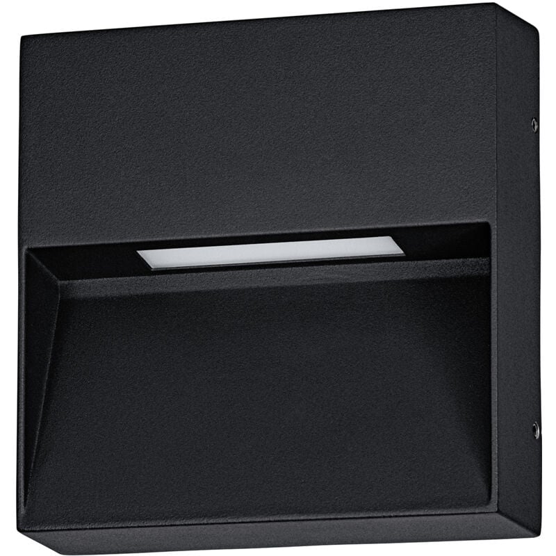 foto del prodotto applique quadrata esterno maruggio alluminio nero e policarbonato trasp led