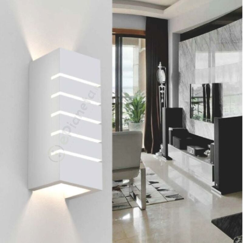 foto del prodotto applique rettangolare bianco doppia luce led attacco g9 in gesso lampada da soffitto moderno verniciabile verticale