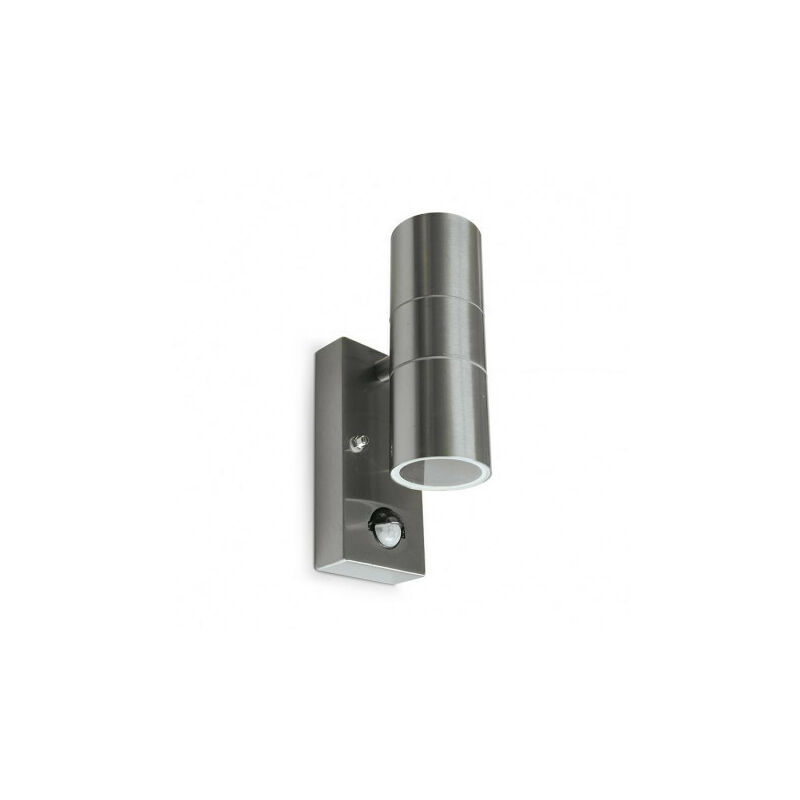 foto del prodotto applique rilevatore orientabile ac220 240v 2xgu10 2x7wmax acciaio inox 316l impermeabile ip44 ik08 210mm