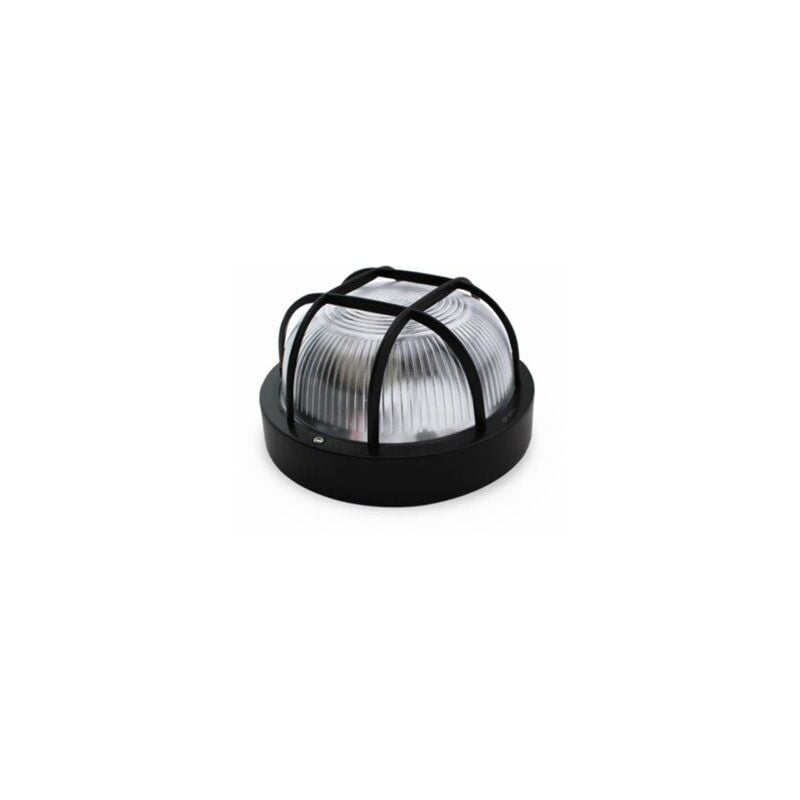 foto del prodotto applique rotonda in materiale termoplastico con griglia nera e27 gsc 0700157