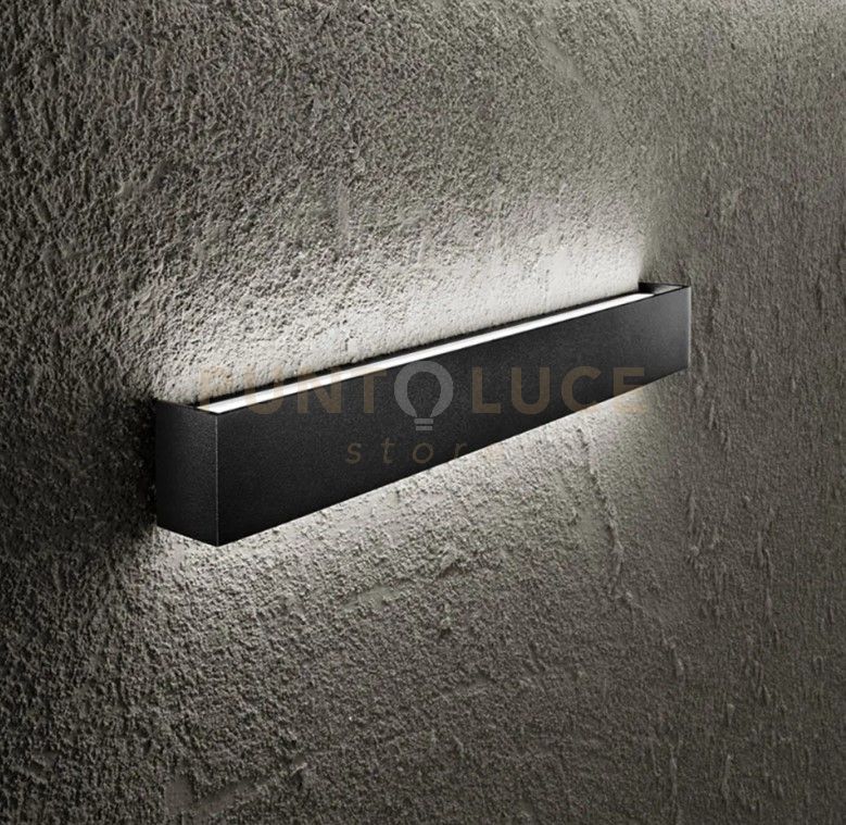 foto del prodotto applique rummo in alluminio nero led 14w 1120lm 3000k 39cm con diffusore satinato