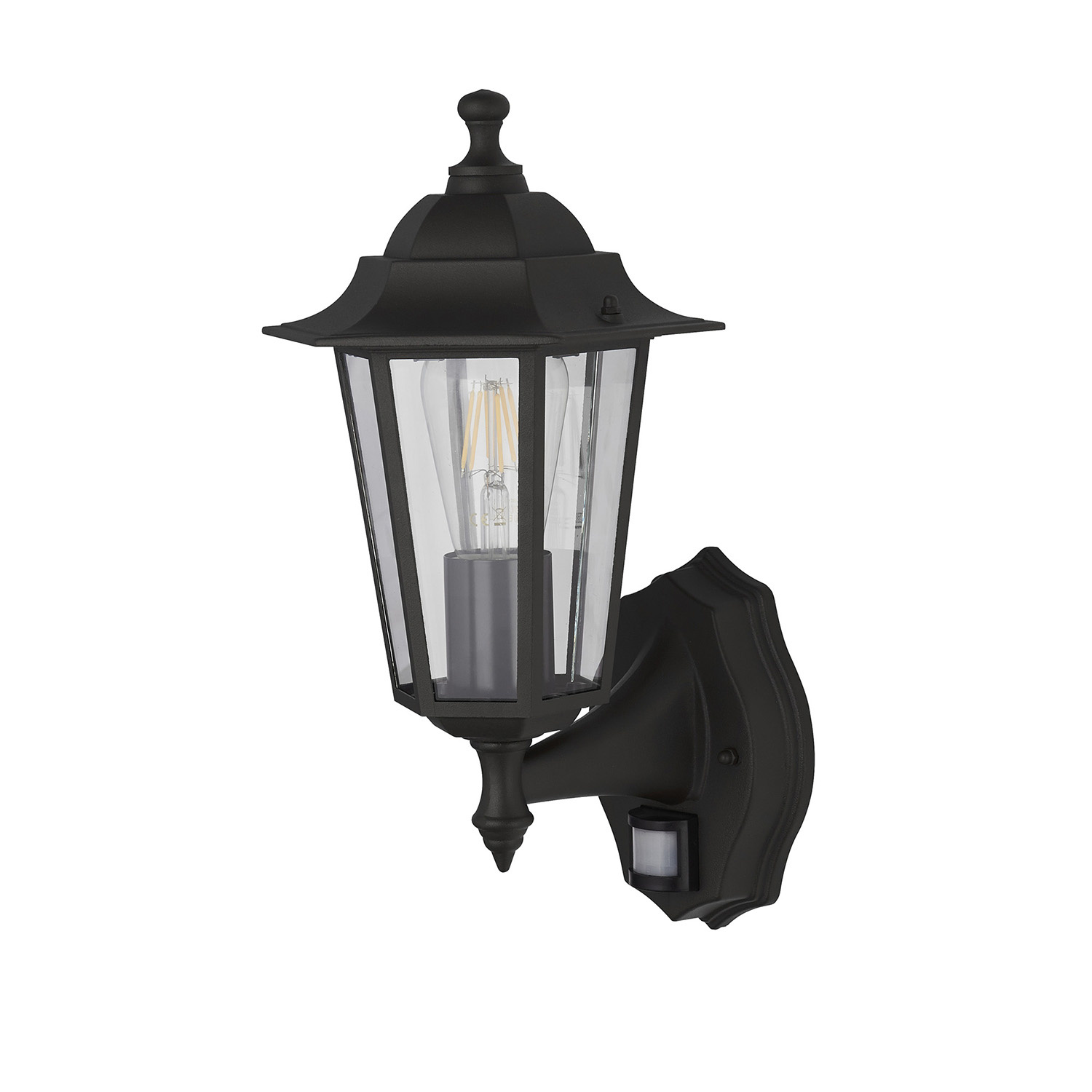foto del prodotto applique rustico country alex acciaio nero vetro trasparente 1 luce e27