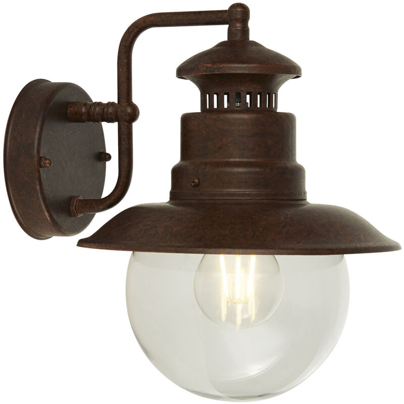 foto del prodotto applique rustico country stazione acciaio marrone 1 luce e27