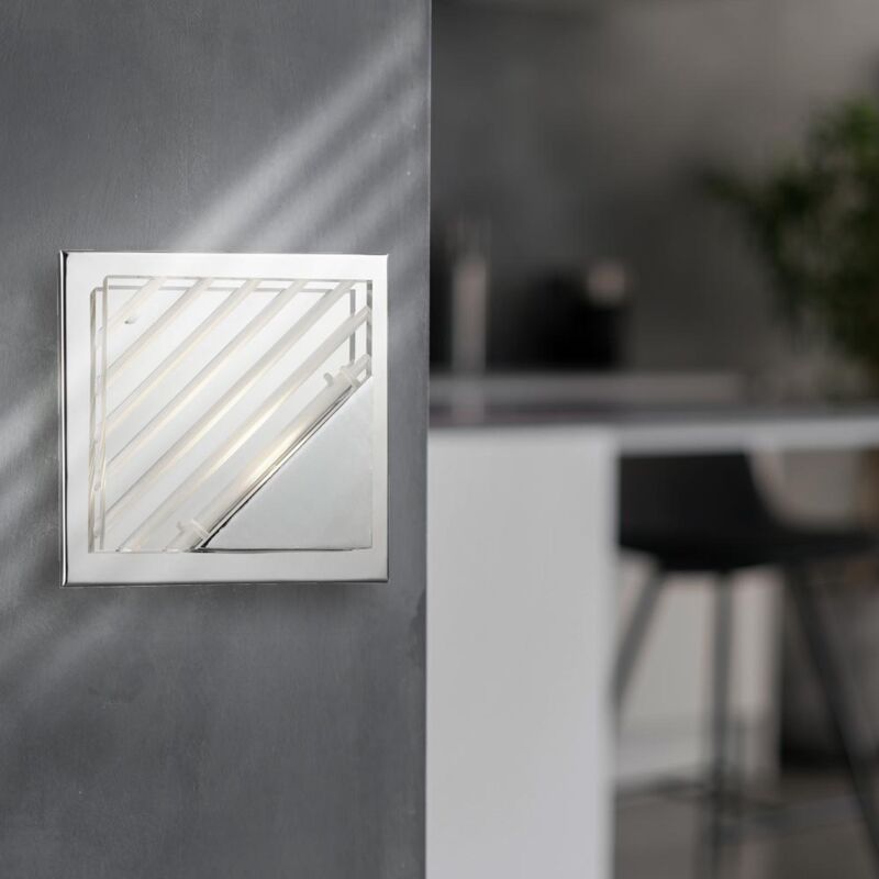 foto del prodotto applique scale applique led quadrata per corridoio, alluminio cromo argento, 5w 350lm 3000k, lxl 15x15 cm