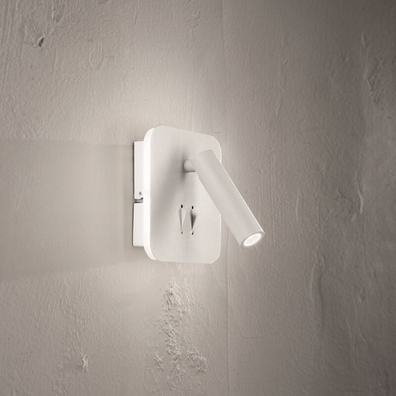 foto del prodotto applique sella 13 cm in metallo bianco retroilluminata e spot led orientabile