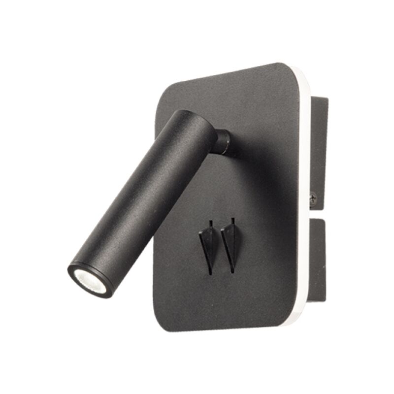 foto del prodotto applique sella 13 cm in metallo nero retroilluminata e spot led orientabile