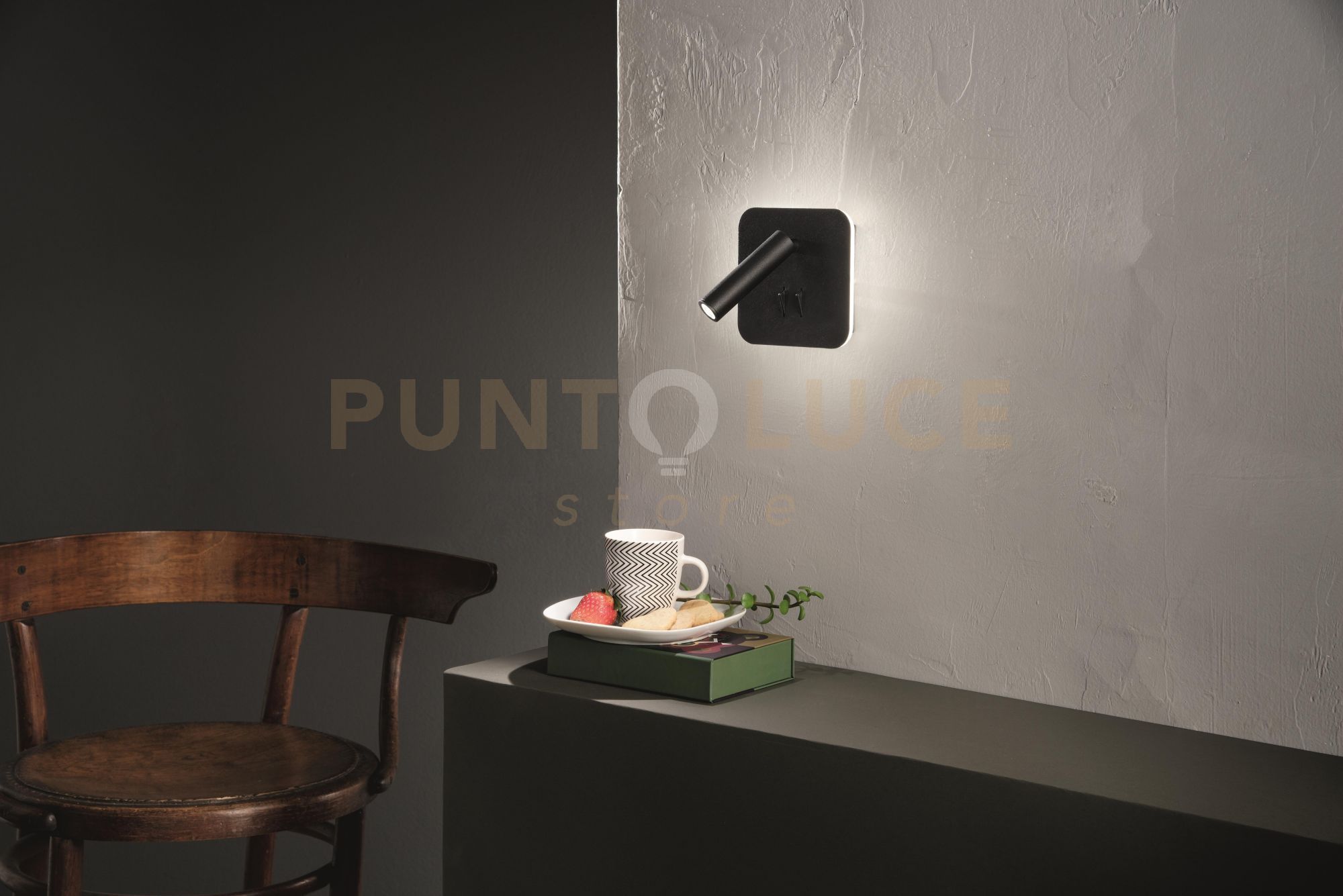 foto del prodotto applique sella quadrato nero led 3000k 730lm 9w orientabile