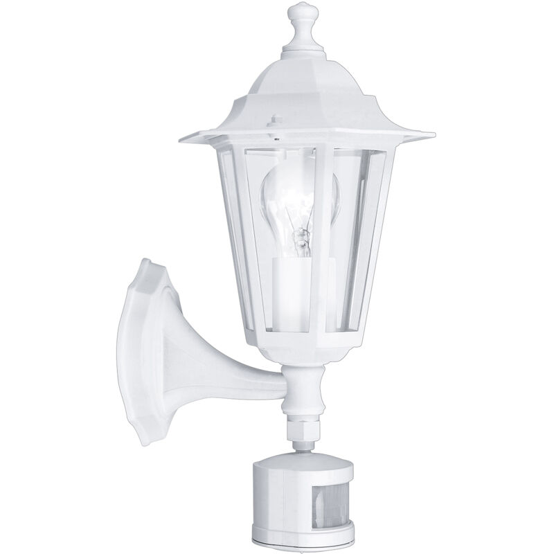 foto del prodotto applique sensore esterno classica laterna 5 alluminio bianco vetro e27