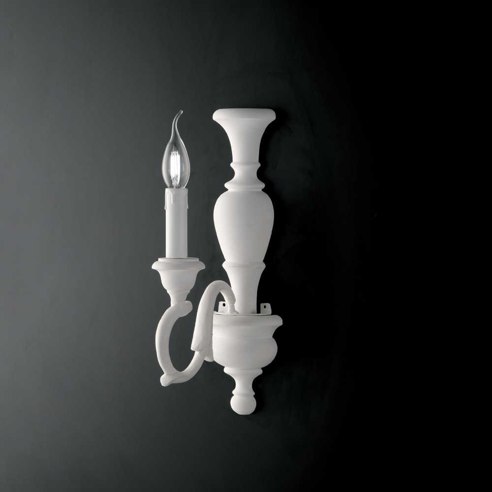 foto del prodotto applique shabby chic fiorenza legno bianco 1 luce e14