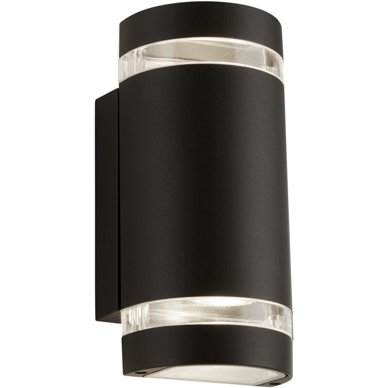 foto del prodotto applique sheffield alluminio nero policarbonato trasparente 2 luci gu10