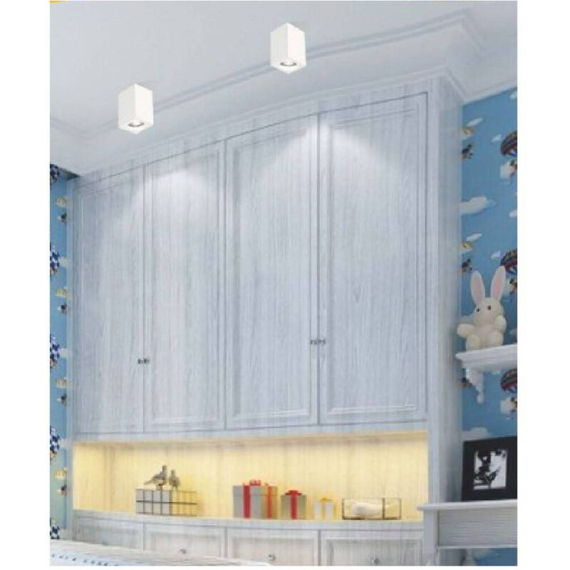 foto del prodotto applique soffitto portafaretto in gesso a cubo verniciabile attacco gu10 gs c14 trade shop traesio