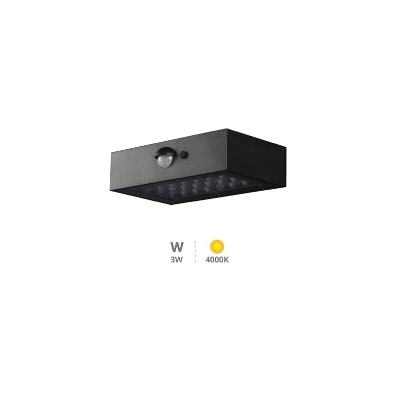 foto del prodotto applique solare a led piana con sensore di movimento e crepuscolare, 3w, 4000k